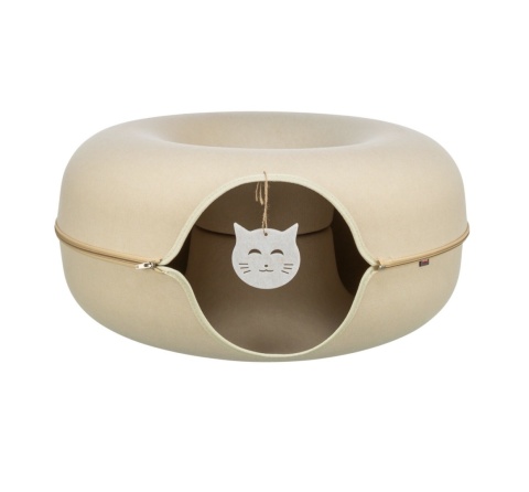 Donut, tunel, dla kota, beżowy, filc, o 60 cm