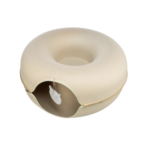 Donut, tunel, dla kota, beżowy, filc, o 60 cm