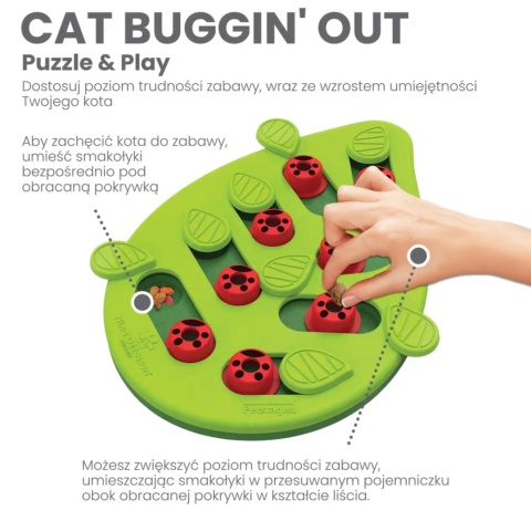 Nina Ottosson Cat Buggin' Out Puzzle Level 2 - zabawka edukacyjna dla kota, poziom 2
