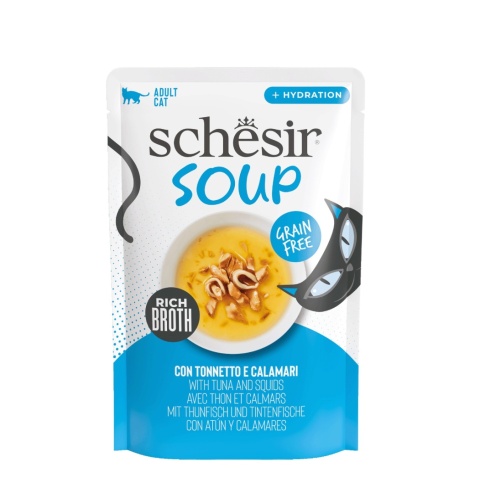 Soup schesir dla kotów, zupa tuńczyk z kalmarami 40 g