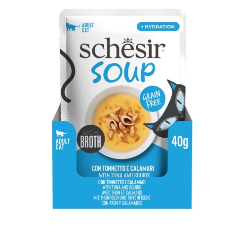 Soup schesir dla kotów, zupa tuńczyk z kalmarami 40 g