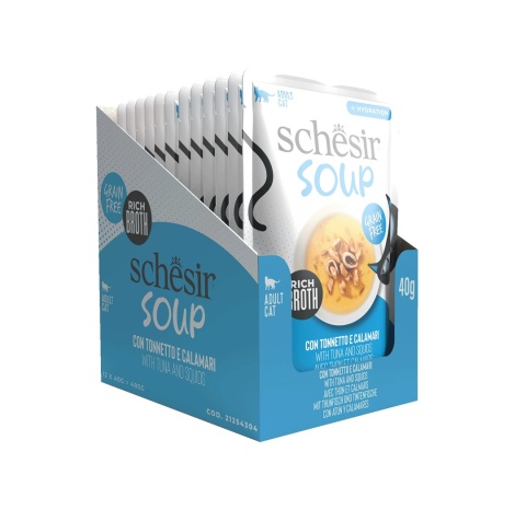 Soup schesir dla kotów, zupa tuńczyk z kalmarami 40 g