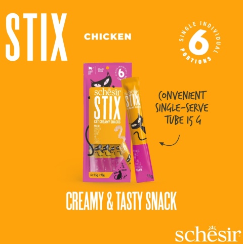 Stix kremowy przysmak dla kota o smaku kurczaka 6x15 g, saszetka