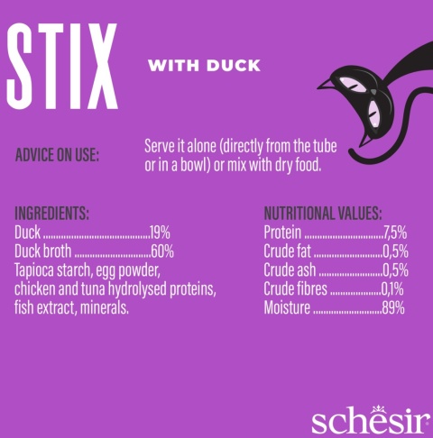 Stix kremowy przysmak dla kota o smku kaczki 6x15 g, saszetka