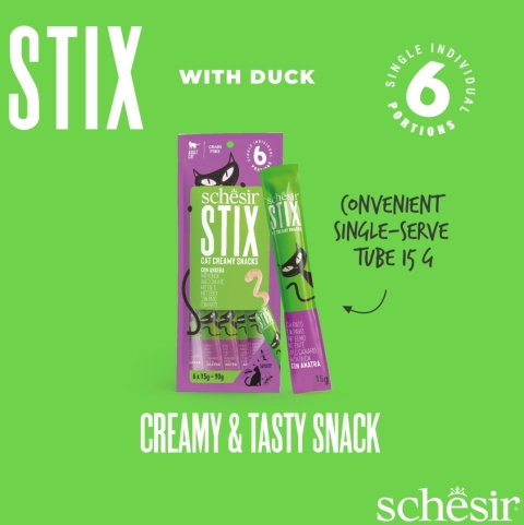 Stix kremowy przysmak dla kota o smku kaczki 6x15 g, saszetka