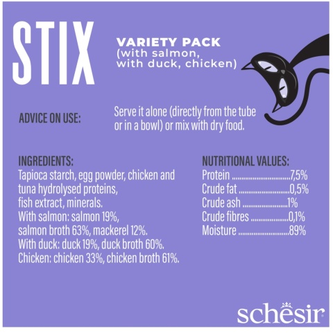 Stix multipack przysmak dla kota kurczak/kaczka/łosoś 6x15 g