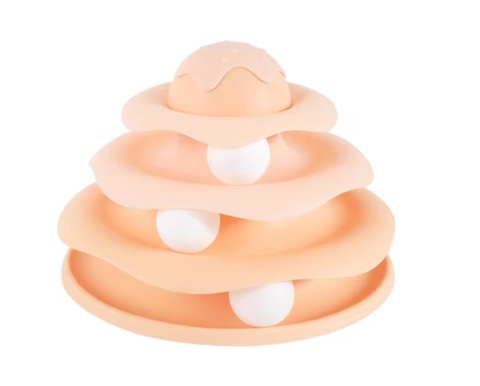 Wieża z piłeczkami dla kota zabawka interaktywna brzoskwiniowa