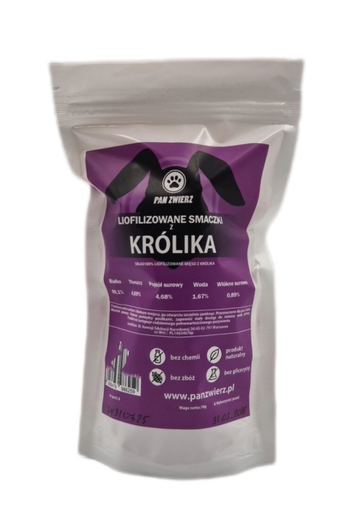 Liofilizowane smaczki z królika 70g