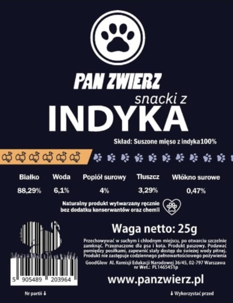 Naturalne smaczki z indyka 25g