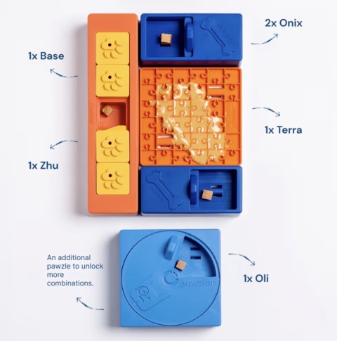 Pawzler Interactive Dog Puzzle Beginner Set - modułowa łamigłówka dla psa, zestaw dla początkujących 6 elementów