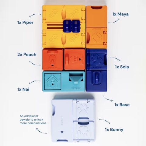 Pawzler Interactive Dog Puzzle Genius Set - modułowa łamigłówka dla psa, zestaw 7 elementów