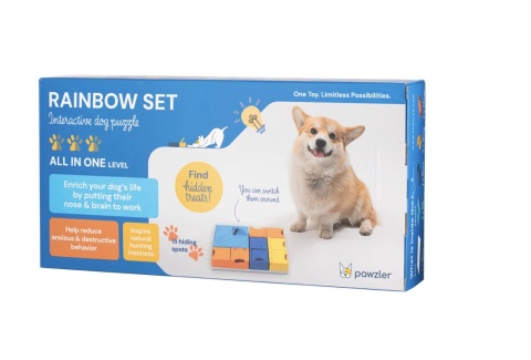 Pawzler Interactive Dog Puzzle Rainbow Set - modułowa łamigłówka dla psa, zestaw 8 elementów
