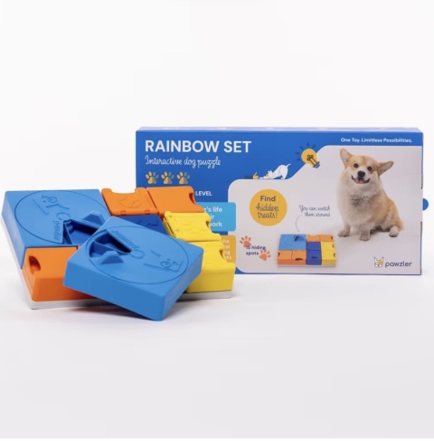 Pawzler Interactive Dog Puzzle Rainbow Set - modułowa łamigłówka dla psa, zestaw 8 elementów
