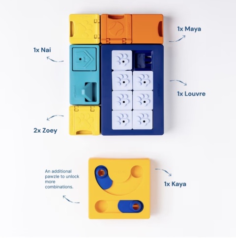 Pawzler Interactive Dog Puzzle Smarty Set - modułowa łamigłówka dla psa, zestaw 7 elementów