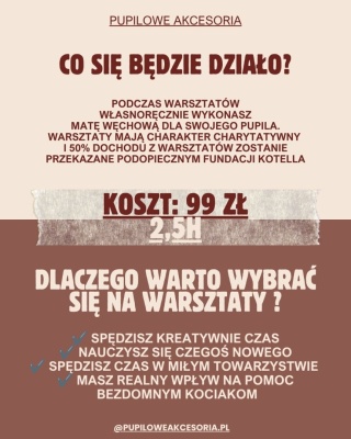Warsztaty z robienia maty węchowej dla fundacji Kotella